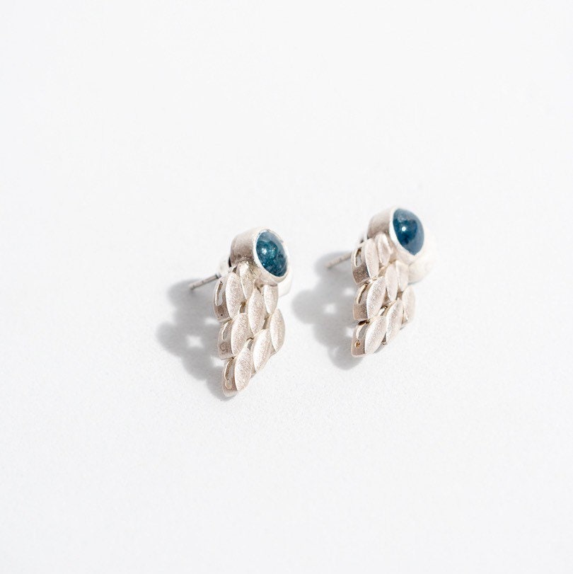 Aquamarine Leaf Earrings