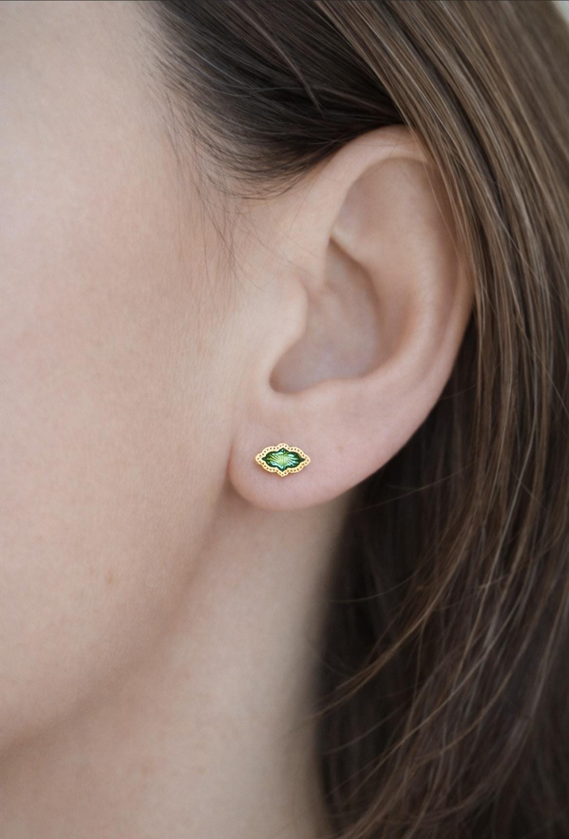 Mini Enamel Leaf Studs
