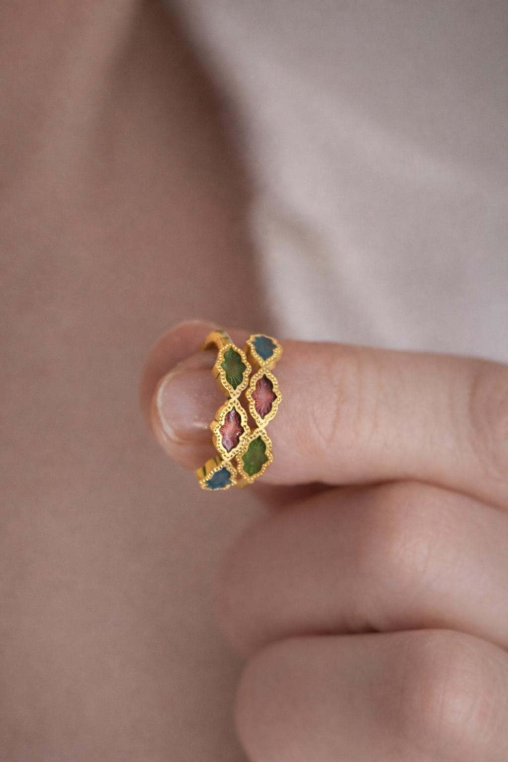 Enamel Half Eternity Ring