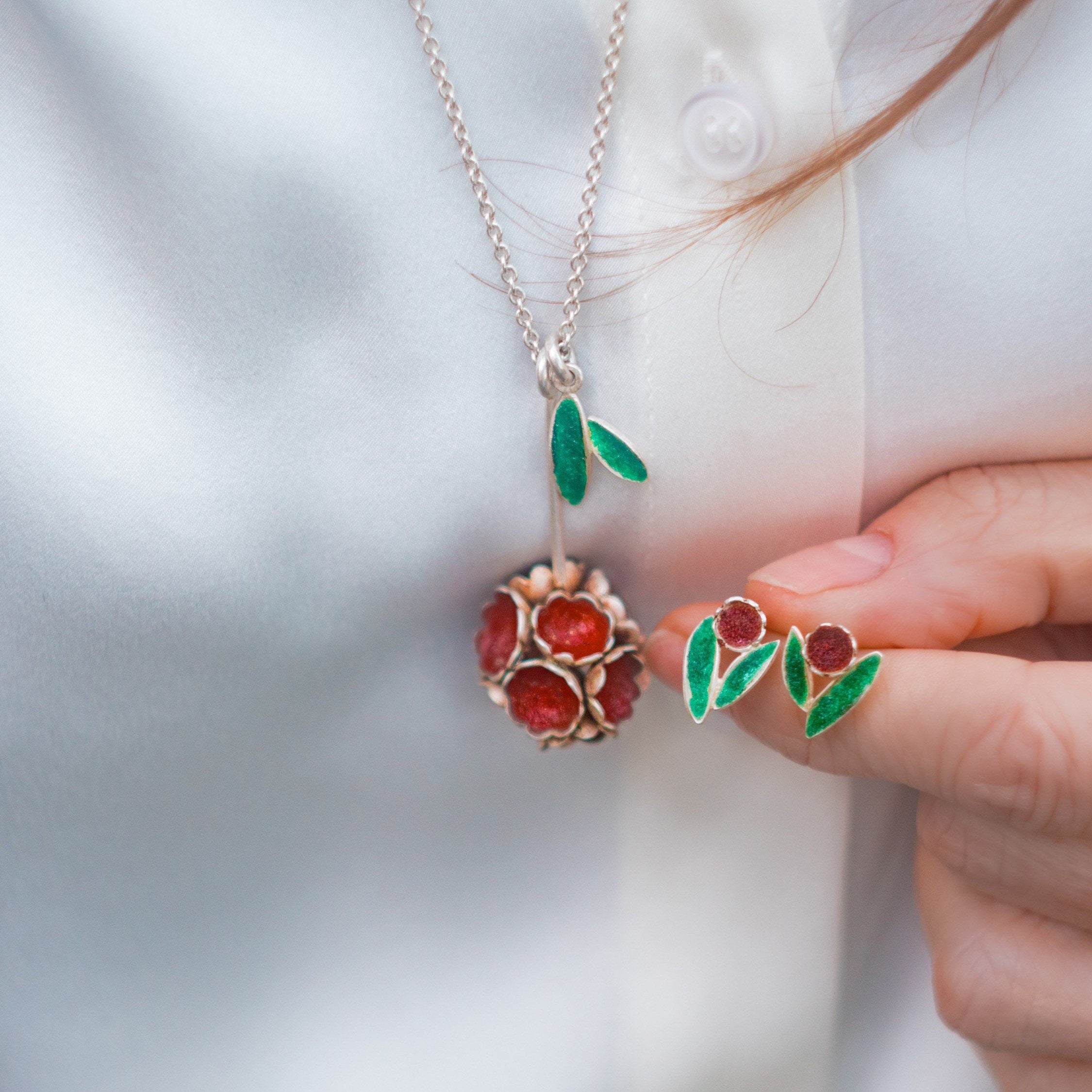 Sakura Enamel Necklace