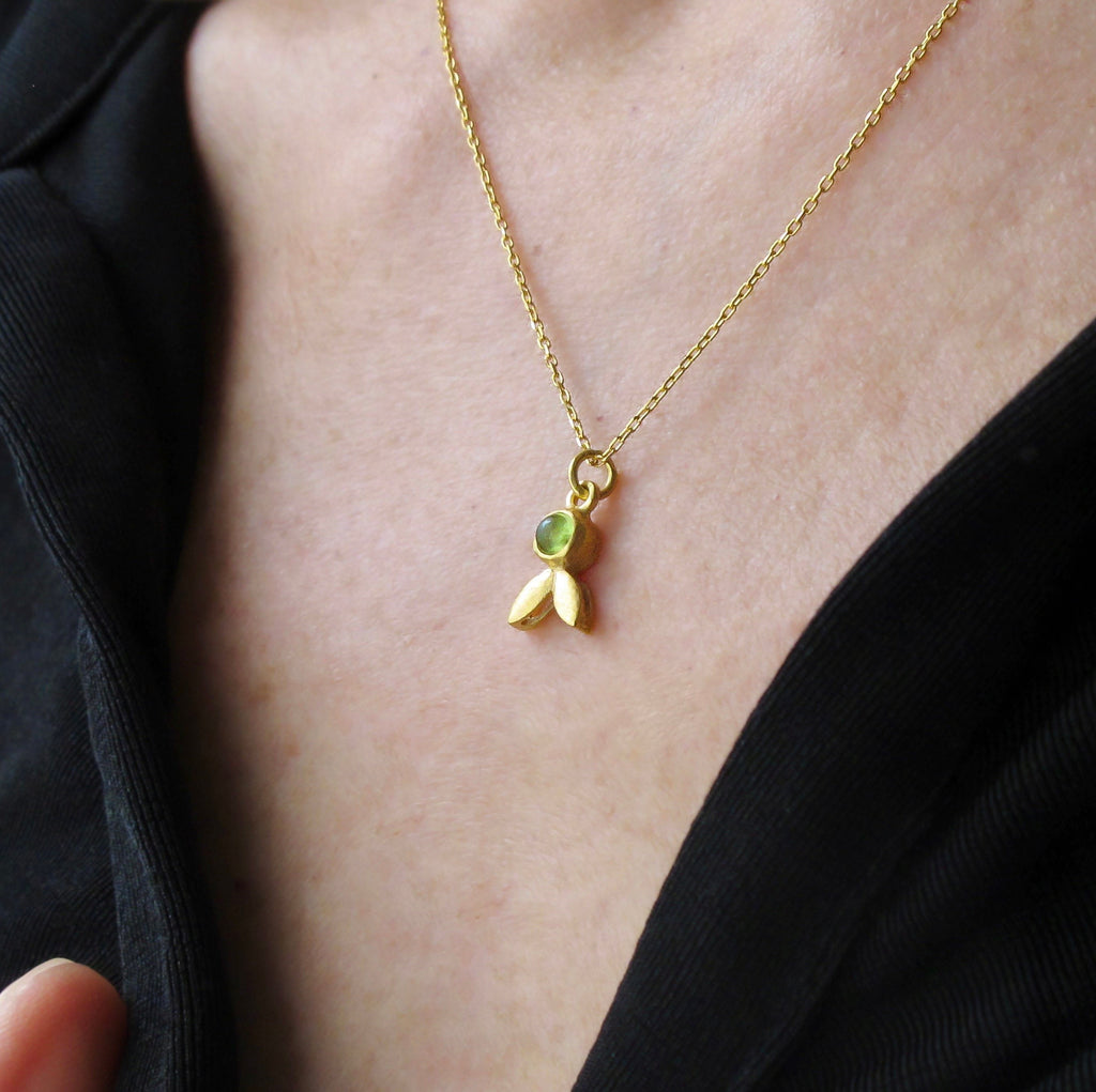 Peridot Olive Leaf Necklace
