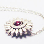 Sunflower Spinning Garnet Necklace