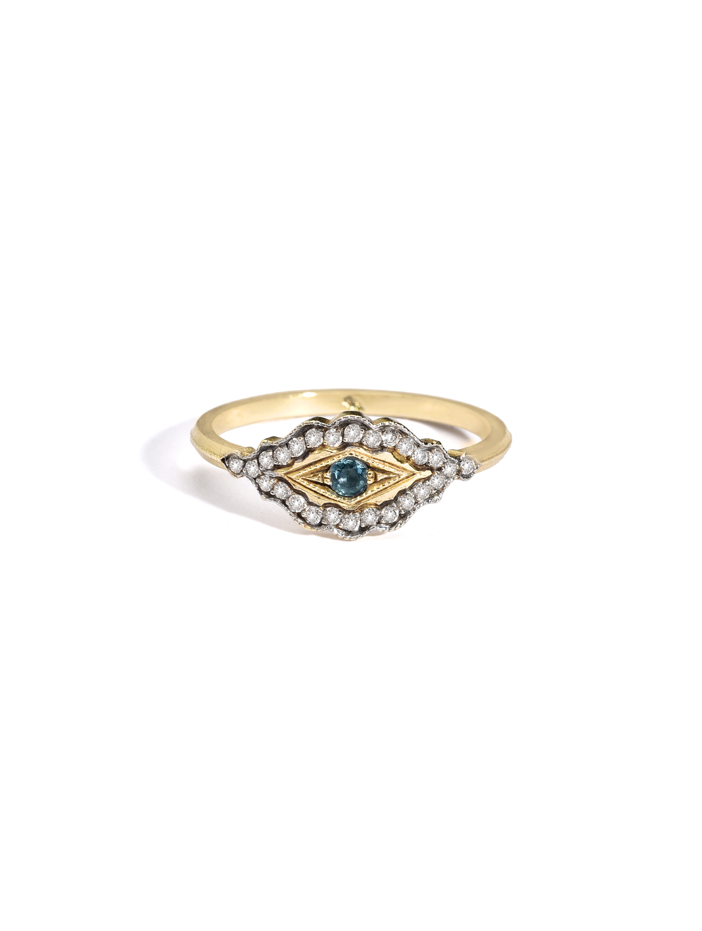Scalloped Eye Ring · Diamond & Sapphire