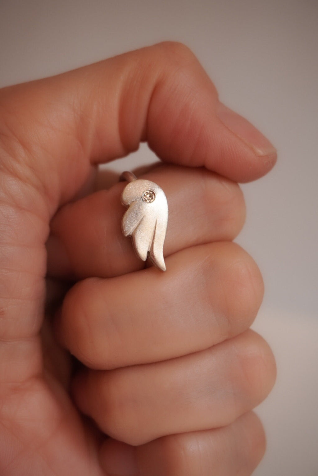Diamond Angel Wing Ring