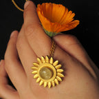Sunflower Spinning Rutilated Quartz Necklace