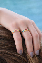 Enamel Half Eternity Ring