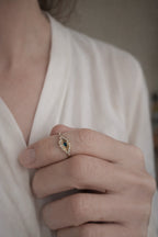 Scalloped Eye Ring-  Diamond - Sapphire