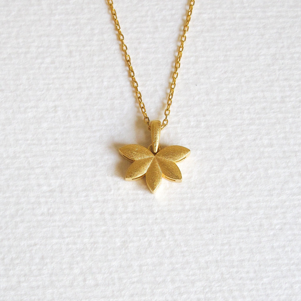 Gold Plated Lotus Flower Necklace: Handmade Sterling Silver Water Lily Pendant