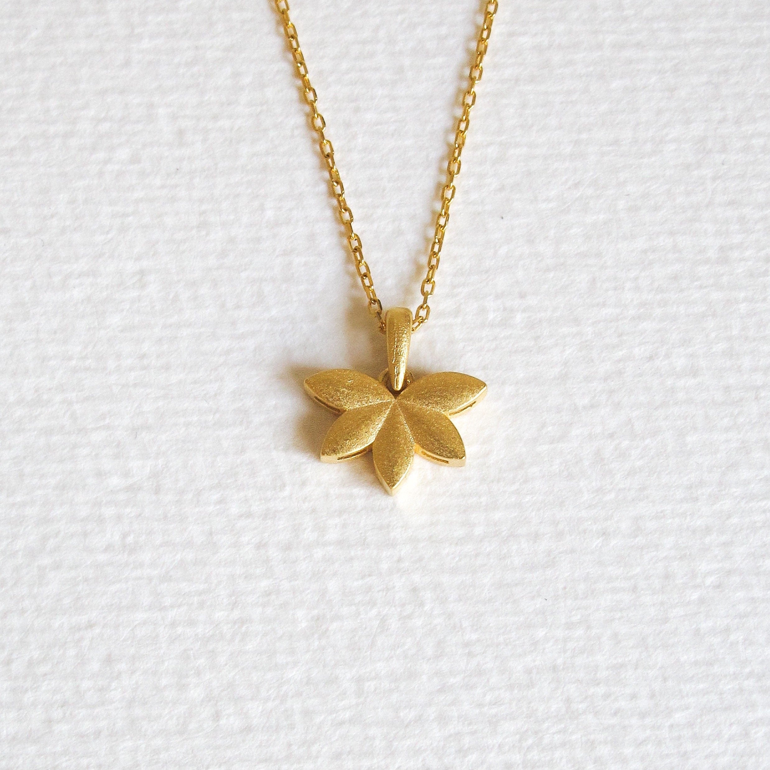 Gold Plated Lotus Flower Necklace: Handmade Sterling Silver Water Lily Pendant