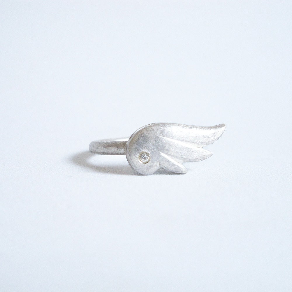 Diamond Angel Wing Ring