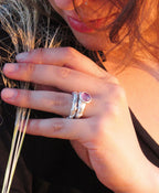 Amethyst Ivy Leaf Ring: Gold Plated Sterling Silver Vine Band
