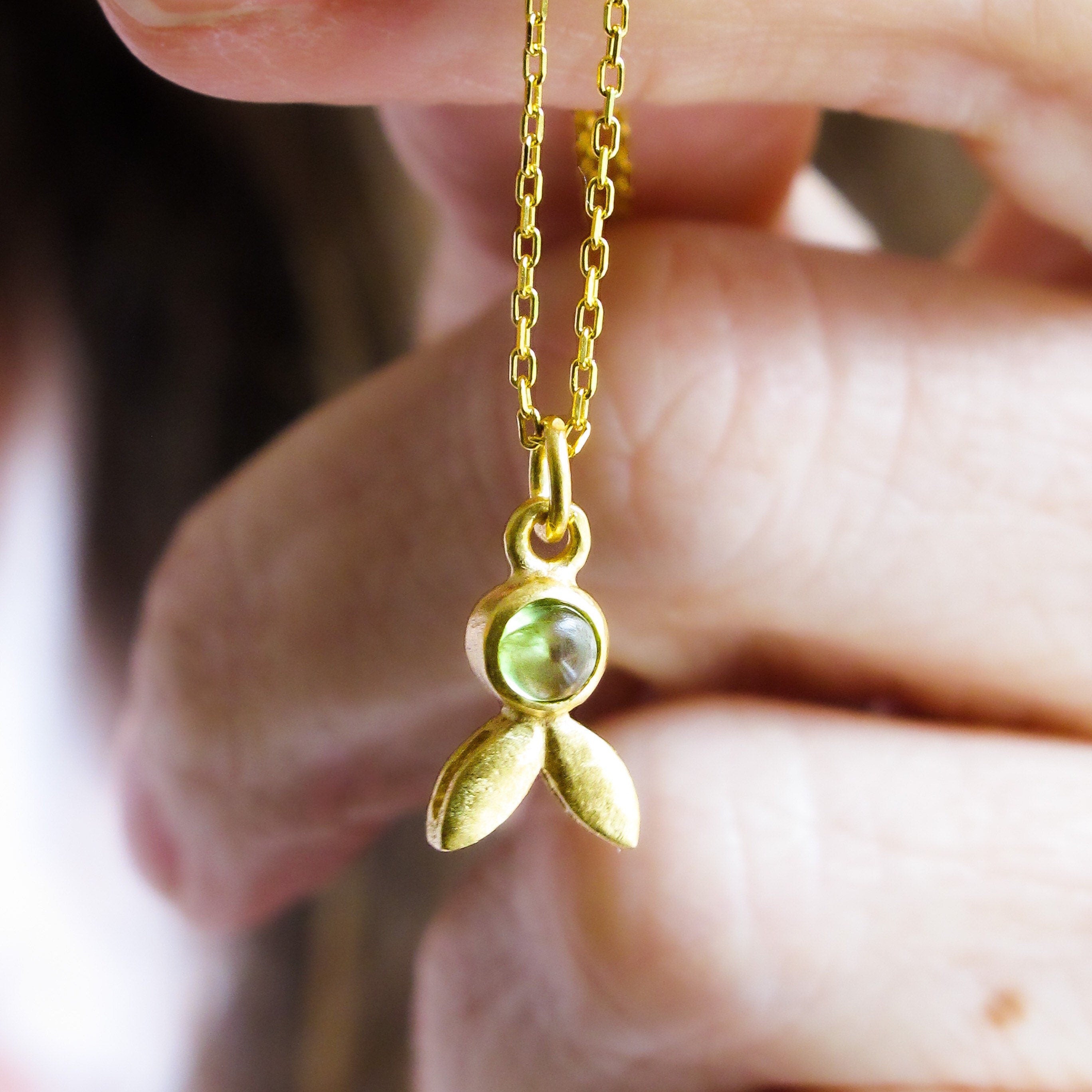 Peridot Olive Leaf Necklace