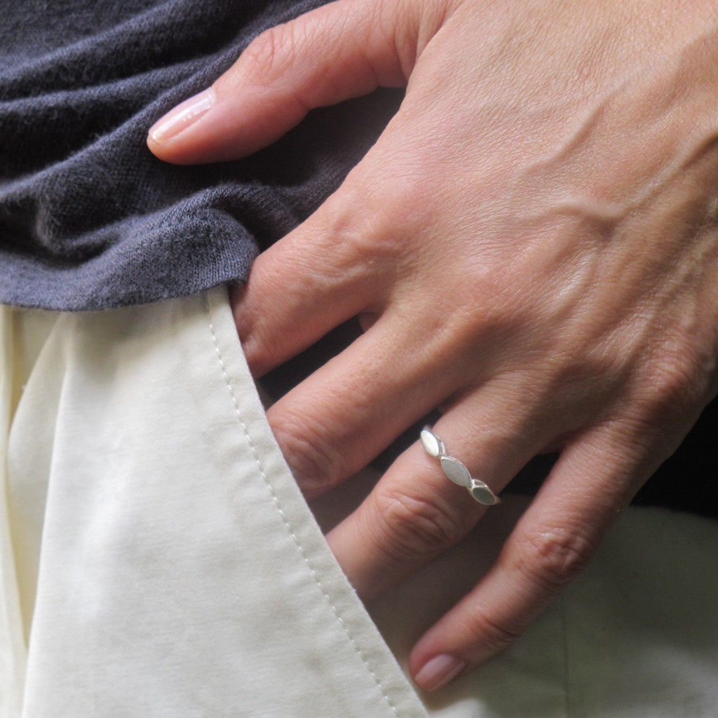 Sterling Silver Leaf Ring: Handmade Stacking Band