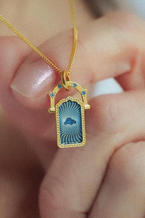 Dream Door Charm Necklace · Blue Topaz