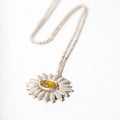 Daisy Pendant with Lemon Quartz Floral Necklace