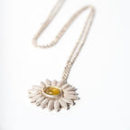 Daisy Pendant with Lemon Quartz Floral Necklace