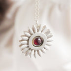 Sunflower Spinning Garnet Necklace
