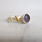 Amethyst Ivy Leaf Ring: Gold Plated Sterling Silver Vine Band