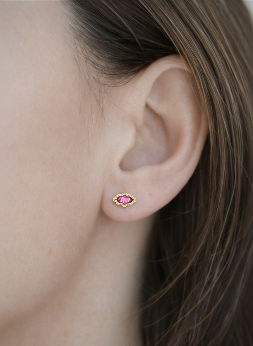 Mini Enamel Leaf Studs