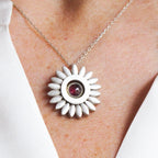 Sunflower Spinning Garnet Necklace