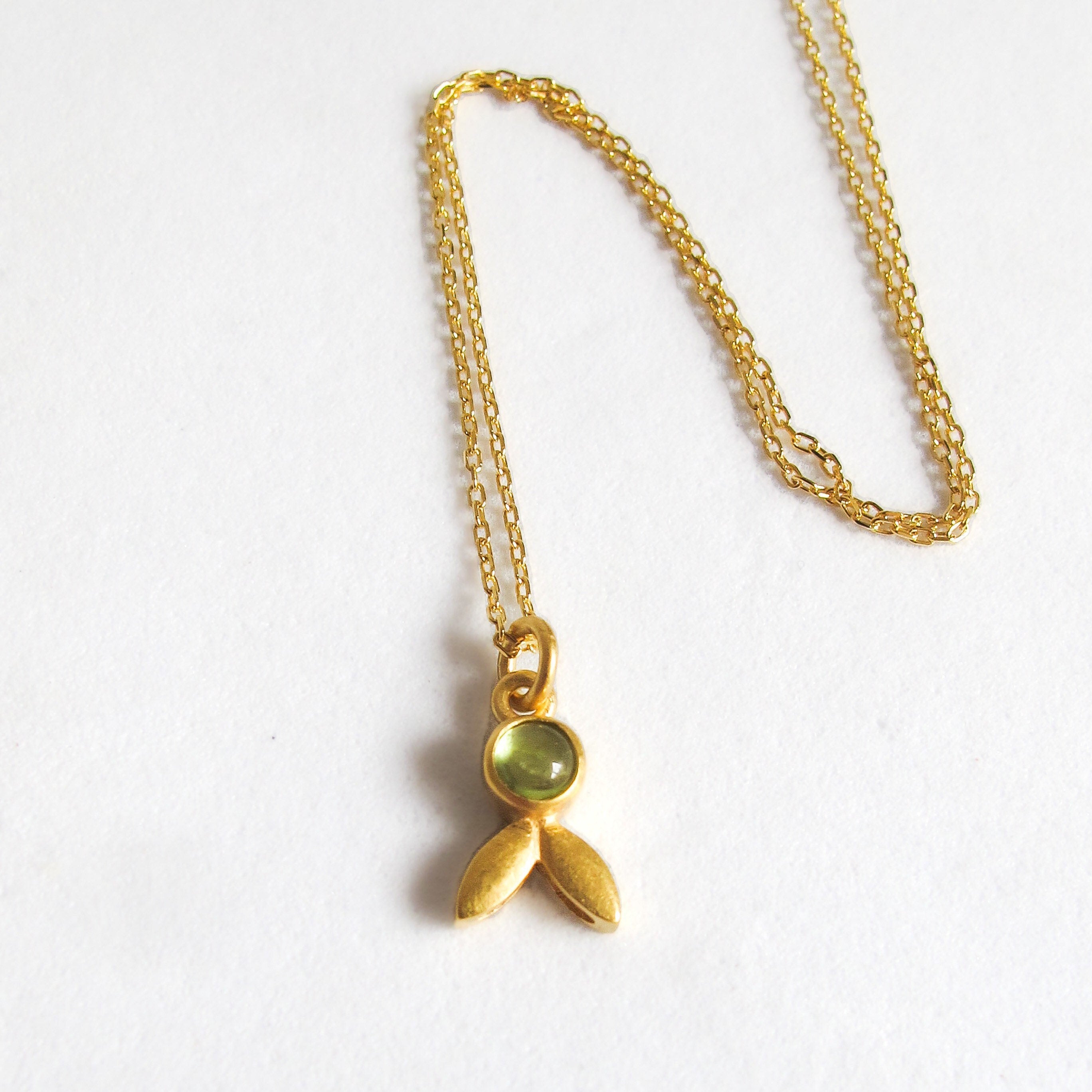 Peridot Olive Leaf Necklace