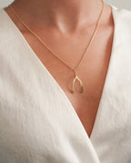 18K Gold Plated Wishbone Necklace: Sterling Silver Lucky Charm Pendant