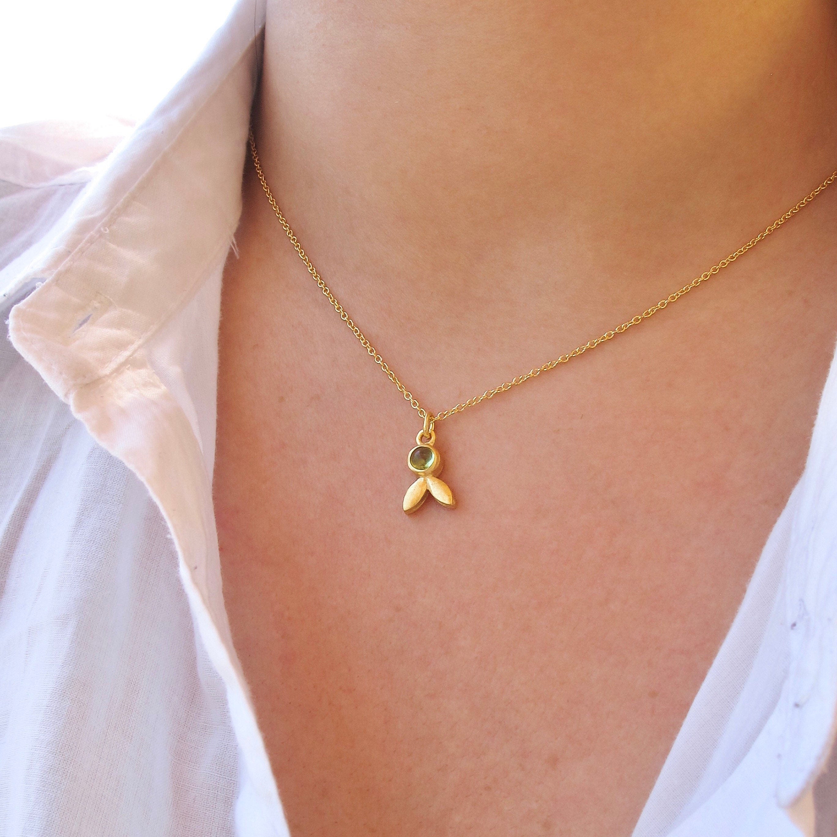 Peridot Olive Leaf Necklace