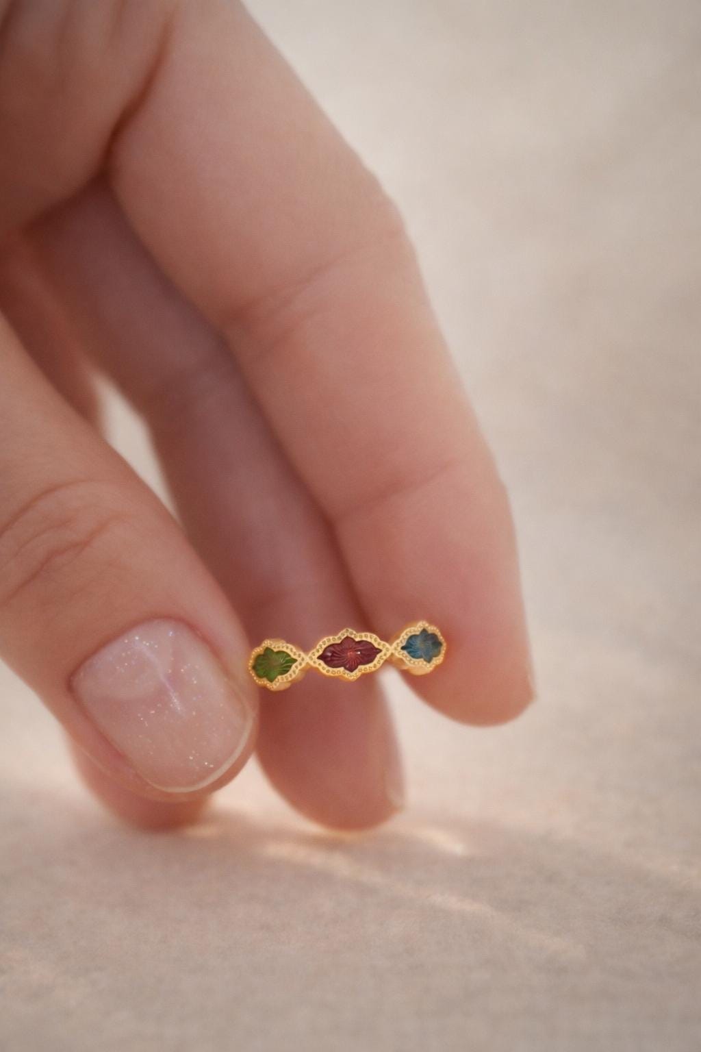 Enamel Half Eternity Ring