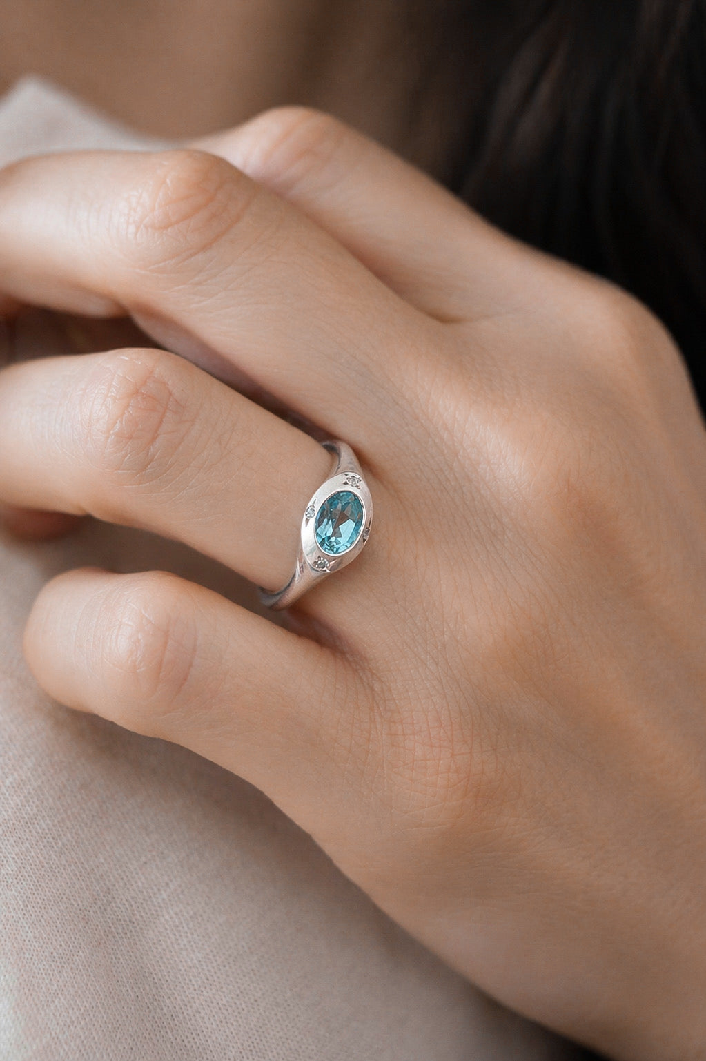 Signet Ring · Swiss Blue Topaz