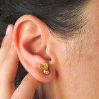 Sterling Silver Olive Leaf Diamond Stud Earrings, Botanical Jewelry