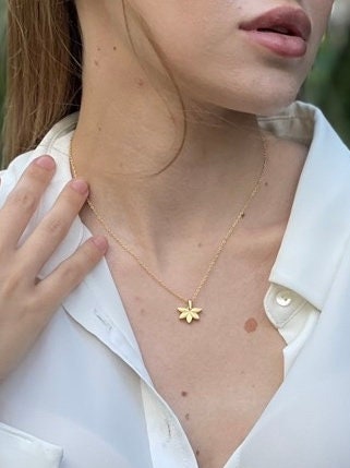 Gold Plated Lotus Flower Necklace: Handmade Sterling Silver Water Lily Pendant