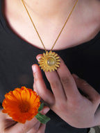 Sunflower Spinning Rutilated Quartz Necklace