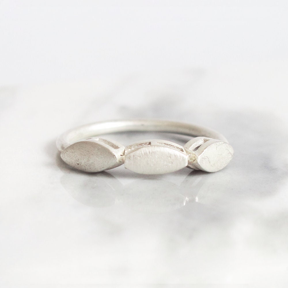 Sterling Silver Leaf Ring: Handmade Stacking Band