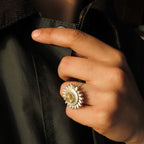 Primavera Sunflower Spinner Ring with Rutile Quartz