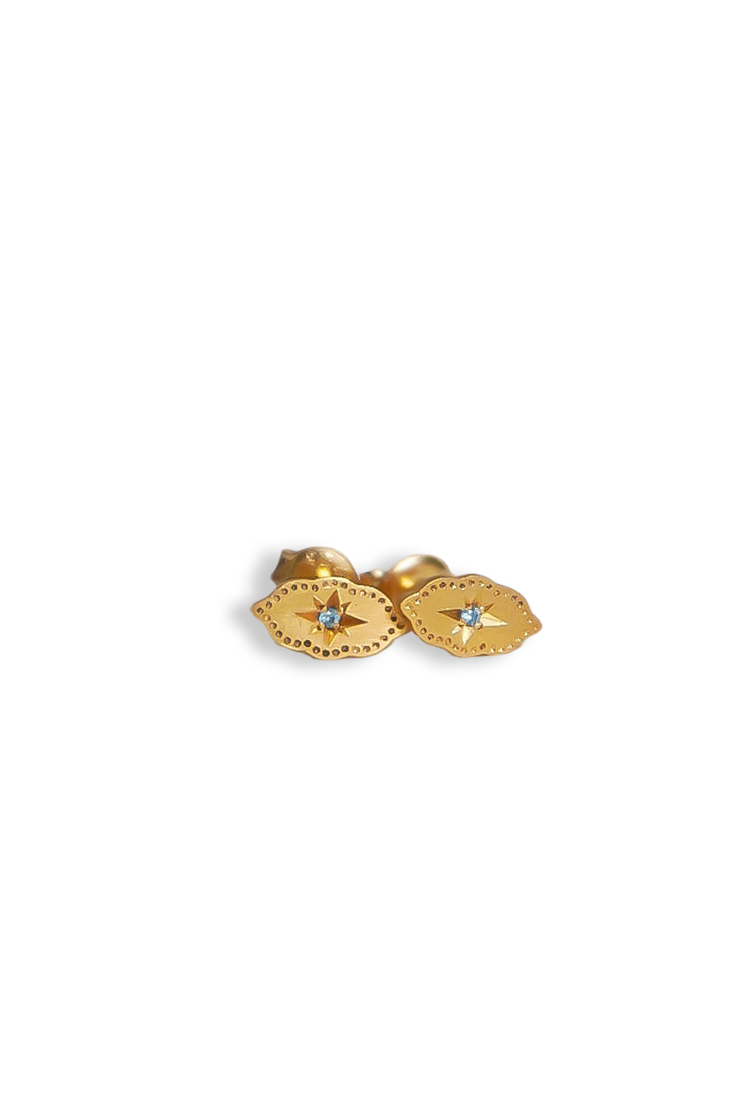 Evil Eye Earrings · Swiss Blue Topaz