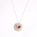Sunflower Spinning Garnet Necklace