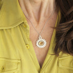 Daisy Pendant with Lemon Quartz Floral Necklace