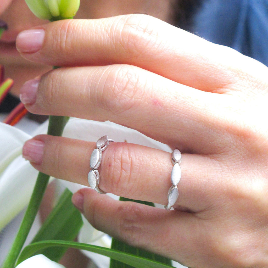 Sterling Silver Leaf Ring: Handmade Stacking Band
