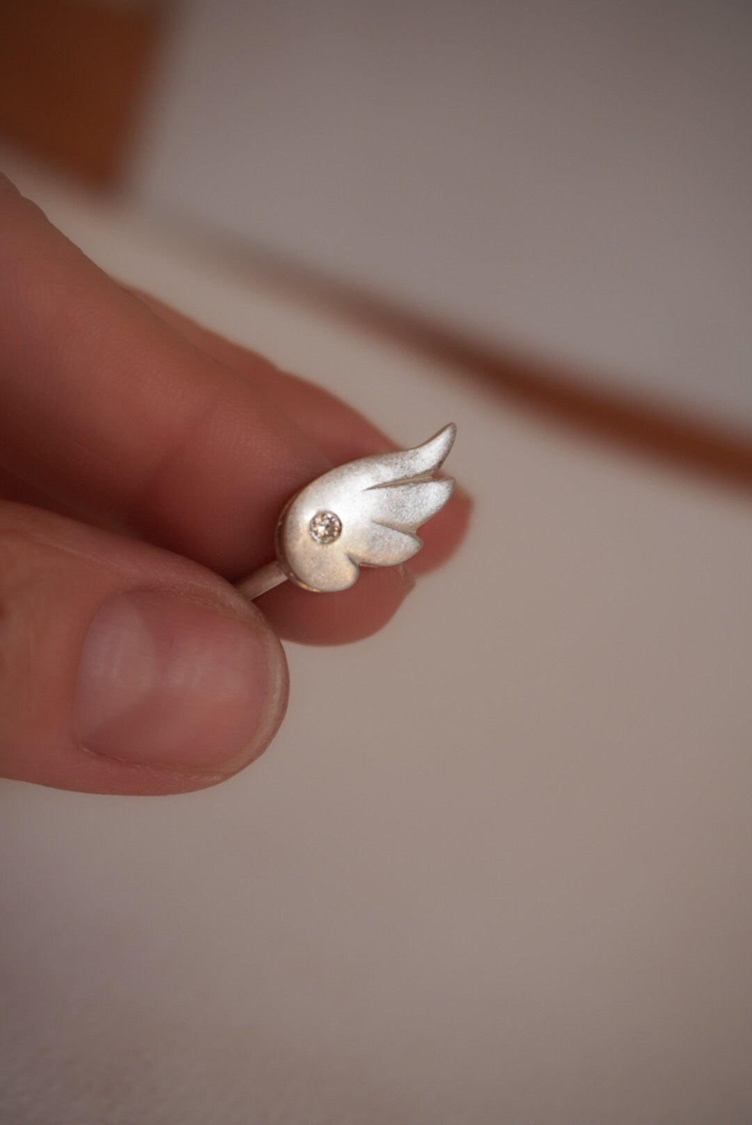 Diamond Angel Wing Ring