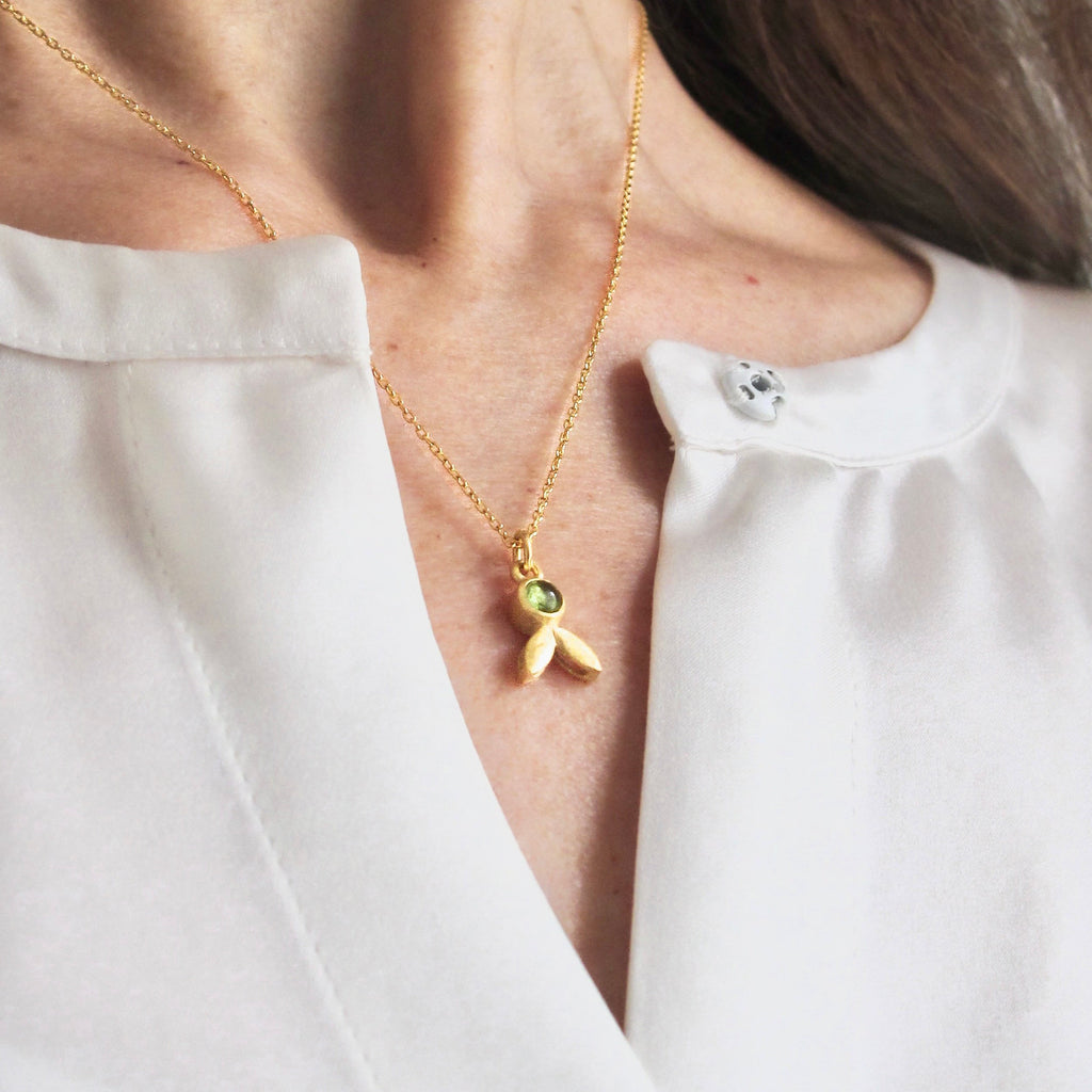 Peridot Olive Leaf Necklace