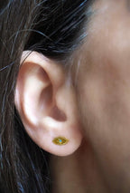 Evil Eye Stud Earrings with Swiss Blue Topaz