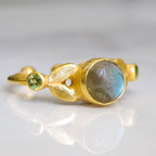 Labradorite and Peridot Laurel Leaf Ring