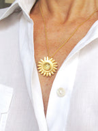 Sunflower Spinning Rutilated Quartz Necklace