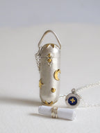 Crescent Moon & Stars Locket Necklace
