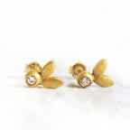 Sterling Silver Olive Leaf Diamond Stud Earrings, Botanical Jewelry