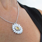 Daisy Pendant with Lemon Quartz Floral Necklace