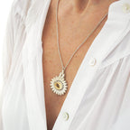 Daisy Pendant with Lemon Quartz Floral Necklace