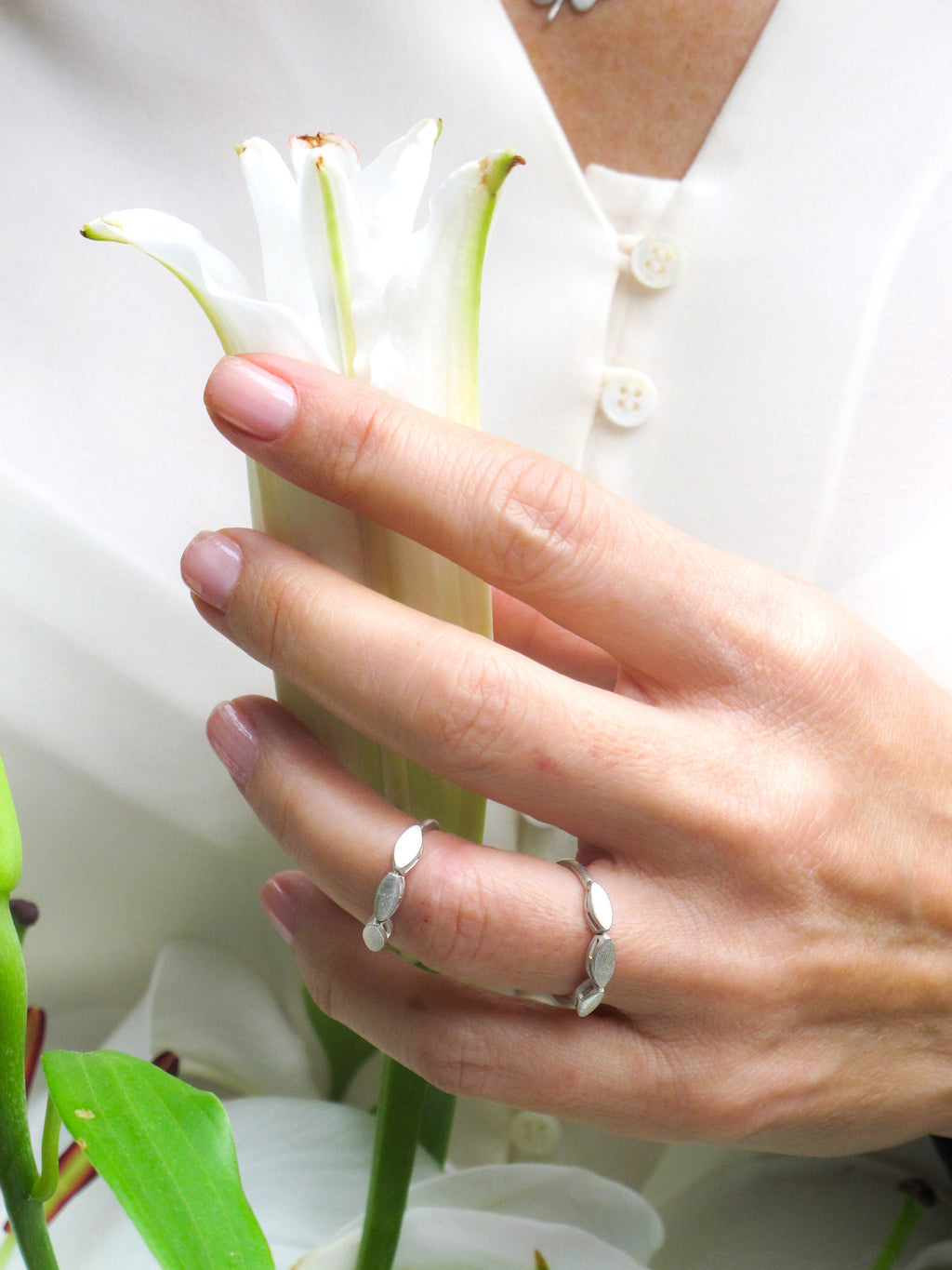 Sterling Silver Leaf Ring: Handmade Stacking Band