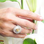 Primavera Sunflower Spinner Ring with Rutile Quartz