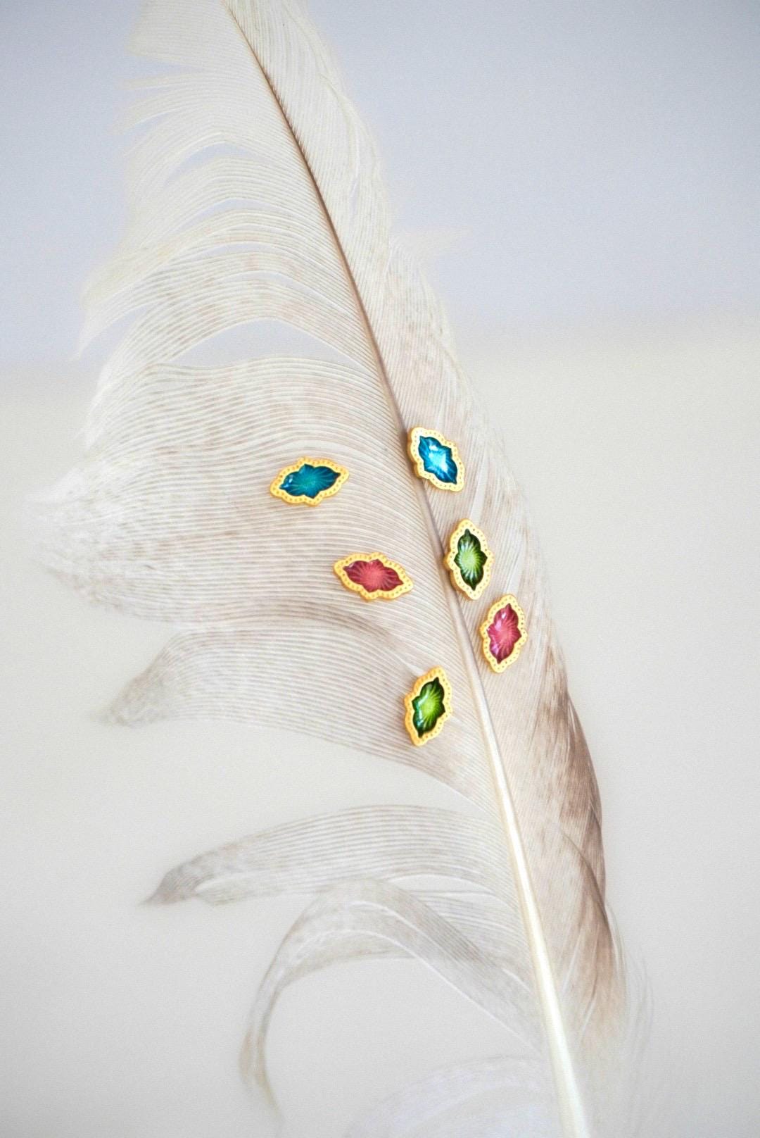 Mini Enamel Leaf Studs